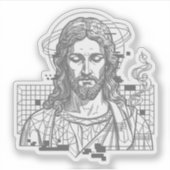 Retro Grid Jezus Koning der Koningen Openbaring 19 Sticker (Voorkant)