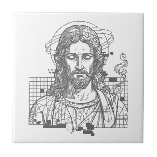 Retro Grid Jezus Koning Der Koningen Openbaring 19 Tegeltje (Voorkant)