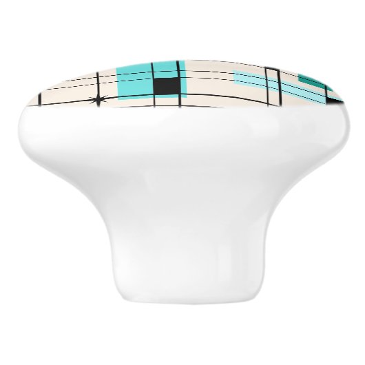 Retro Grid & Starbursts Aangepaste keramische knop (Zijkant)