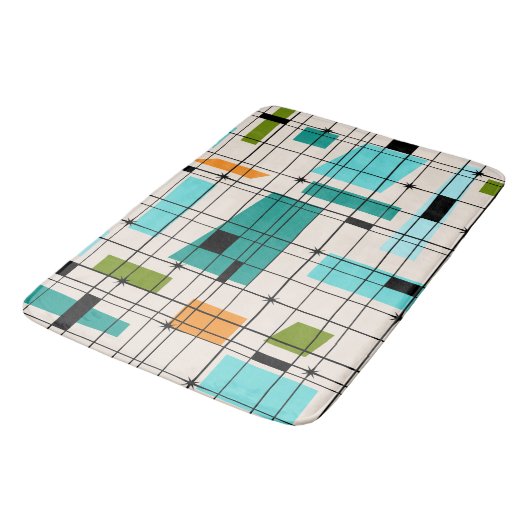 Retro Grid & Starbursts Bath Mat (Gekanteld)