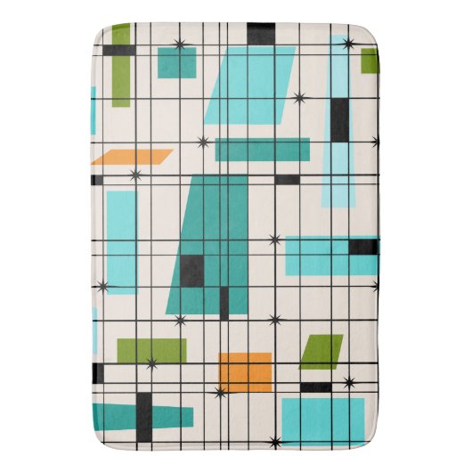 Retro Grid & Starbursts Bath Mat (Voorkant Verticaal)