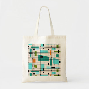 Retro Grid & Starbursts Canvas tas