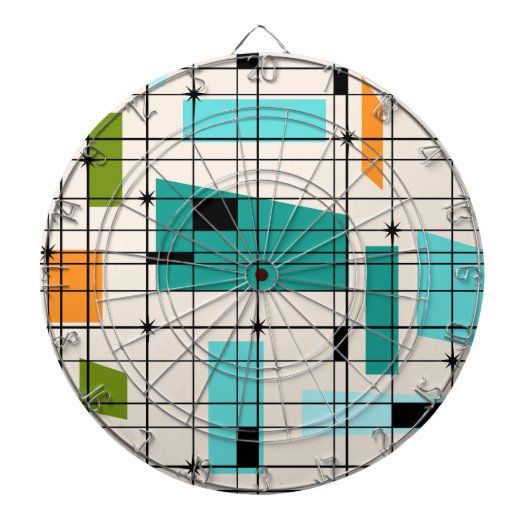 Retro Grid & Starbursts Dart Board Dartbord (Voorkant)
