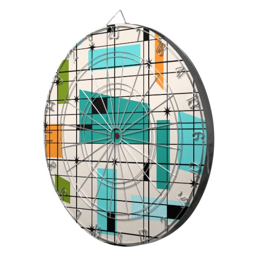 Retro Grid & Starbursts Dart Board Dartbord (Voorkant Rechts)