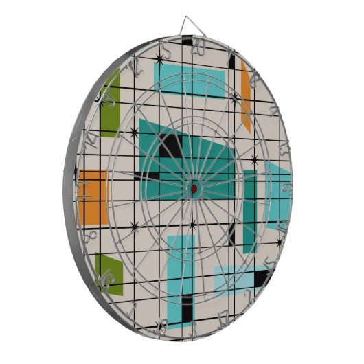 Retro Grid & Starbursts Dart Board Dartbord (Voorkant Links)