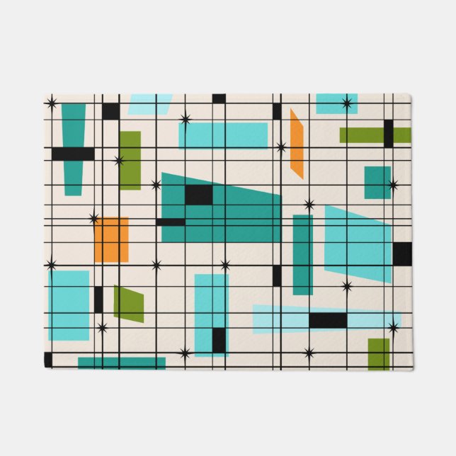 Retro Grid & Starbursts Doormat Deurmat (Voorkant)