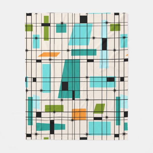 Retro Grid & Starbursts Fleece Blanket (Voorkant)