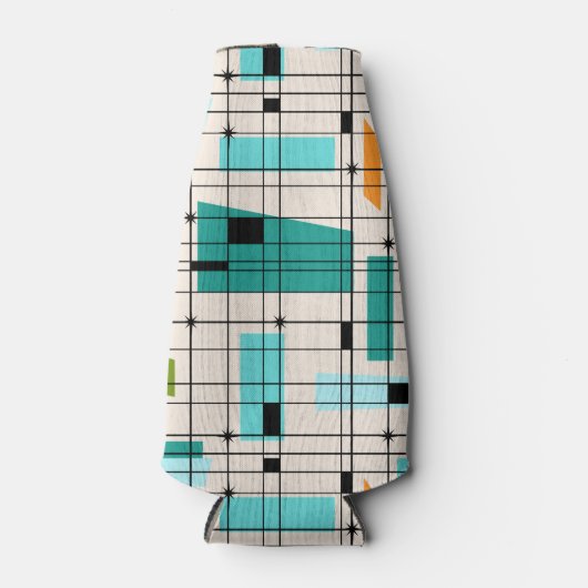 Retro Grid & Starbursts Fles Koeler (Voorkant)