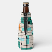 Retro Grid & Starbursts Fles Koeler (Fles Achterkant)