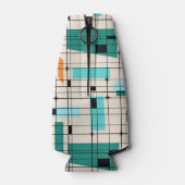 Retro Grid & Starbursts Fles Koeler (Achterkant)