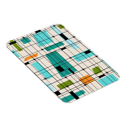 Retro Grid & Starbursts Flexibele Magneet (Rechterzijde)