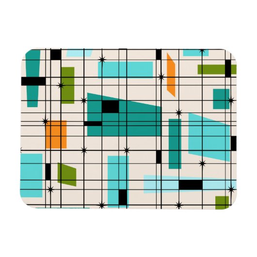 Retro Grid & Starbursts Flexibele Magneet (Horizontaal)