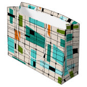 Retro Grid & Starbursts Gift Bag Groot Cadeauzakje (Achterkant Gekanteld)