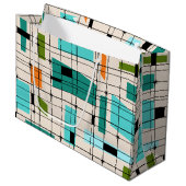 Retro Grid & Starbursts Gift Bag Groot Cadeauzakje (Voorkant Gekanteld)