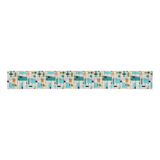Retro Grid & Starbursts Grosgrain Ribbon Grosgrain Lint (Voorkant)