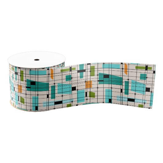 Retro Grid & Starbursts Grosgrain Ribbon Grosgrain Lint (Spoel)