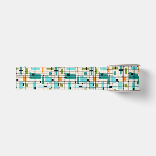 Retro Grid & Starbursts Grosgrain Ribbon Lint (Voorkant)