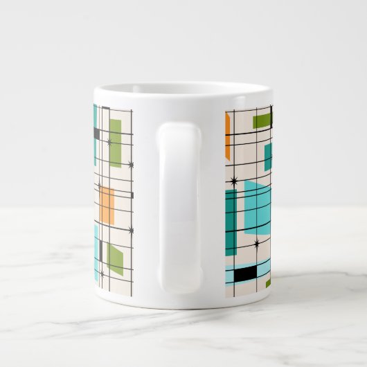 Retro Grid & Starbursts Jumbo Mok (Achterkant)