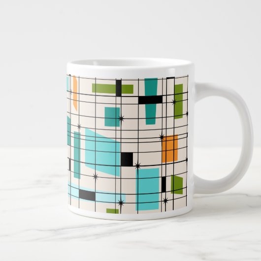 Retro Grid & Starbursts Jumbo Mok (Rechts)