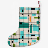 Retro Grid & Starbursts kerststopzetting Kleine Kerstsok (Achterkant)