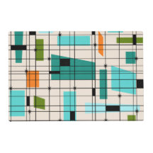 Retro Grid & Starbursts Laminated Placemat