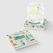 Retro Grid & Starbursts Marble Onderzetter (Zijkant)