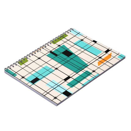 Retro Grid & Starbursts notebook Notitieboek (Linkerzijde)