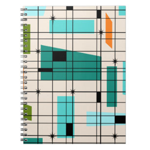 Retro Grid & Starbursts notebook Notitieboek