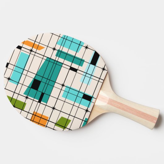 Retro Grid & Starbursts Ping Pong Paddle Tafeltennisbatje (Zijkant)