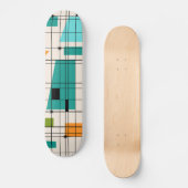 Retro Grid & Starbursts Skateboard (Voorkant)
