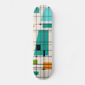 Retro Grid & Starbursts Skateboard (Voorkant)