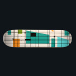 Retro Grid & Starbursts Skateboard<br><div class="desc">Dit Retro Net en Starbursts Skateboard is waar de stijl samenkomt met de moderne dag. Hij heeft een crèmekleurige achtergrond met kitschy, kilter vierkanten en rechthoeken in blauwgroen, turquoise, Dit lichtblauw, oranje en avocado groen. De witte kleuren worden overspoeld en worden in enkele rastersnijpunten bewerkt. Er zijn ook zwarte rechthoeken...</div>