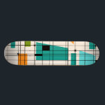 Retro Grid & Starbursts Skateboard<br><div class="desc">Dit Retro Net en Starbursts Skateboard is waar de stijl samenkomt met de moderne dag. Hij heeft een crèmekleurige achtergrond met kitschy, kilter vierkanten en rechthoeken in blauwgroen, turquoise, Dit lichtblauw, oranje en avocado groen. De witte kleuren worden overspoeld en worden in enkele rastersnijpunten bewerkt. Er zijn ook zwarte rechthoeken...</div>