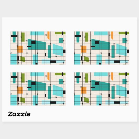 Retro Grid & Starbursts Stickers (Vel)