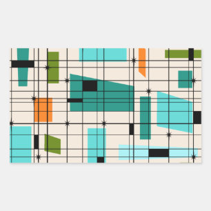 Retro Grid & Starbursts Stickers
