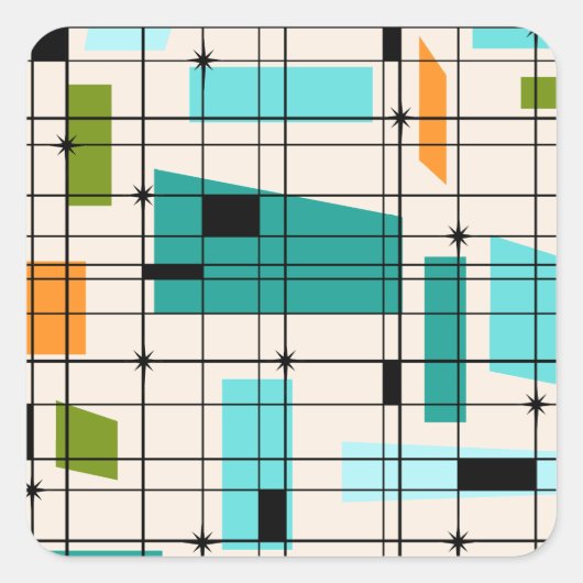 Retro Grid & Starbursts Stickers (Voorkant)