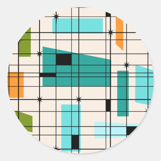 Retro Grid & Starbursts Stickers (Voorkant)