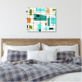 Retro Grid & Starbursts Verpakt Canvas Afdruk (Insitu (Slaapkamer))