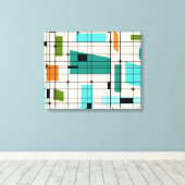 Retro Grid & Starbursts Verpakt Canvas Afdruk (Insitu (Houten vloer))
