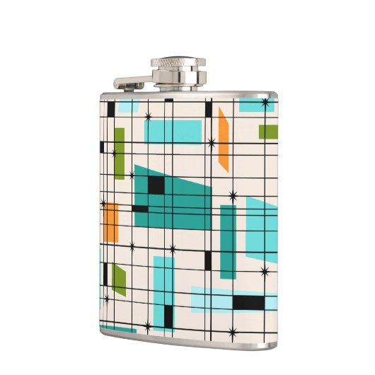 Retro Grid & Starbursts Vinyl Wrapped Flask Heupfles (Links)