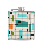 Retro Grid & Starbursts Vinyl Wrapped Flask Heupfles (Voorkant)