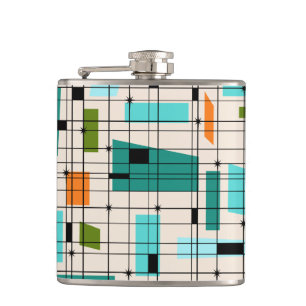 Retro Grid & Starbursts Vinyl Wrapped Flask Heupfles