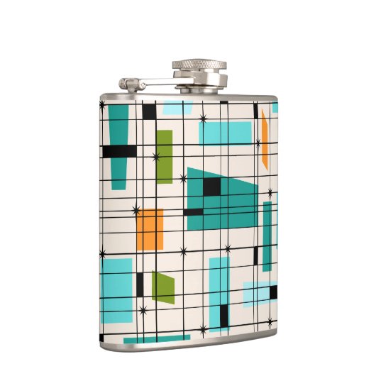 Retro Grid & Starbursts Vinyl Wrapped Flask Heupfles (Rechts)