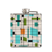 Retro Grid & Starbursts Vinyl Wrapped Flask Heupfles (Achterkant)