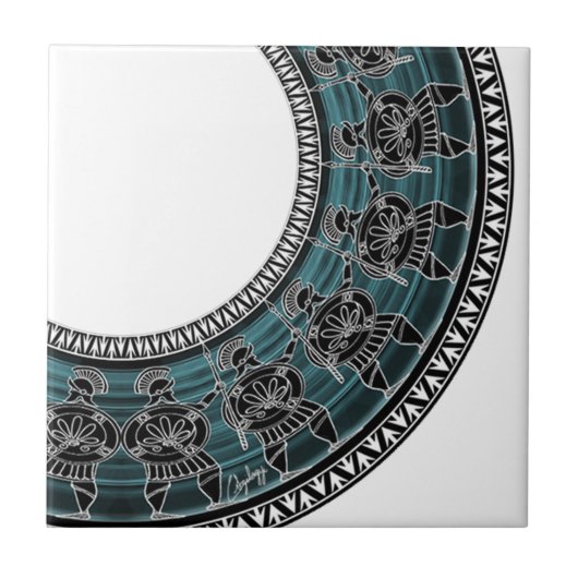 Retro Griekse schijf Tegeltje (Voorkant)