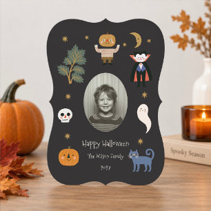Retro Griezelen Halloween Gepersonaliseerde Fo Feestdagenkaart