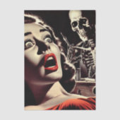 Retro Griezelen Pulp Meisje Tissuepapier (Voorkant)