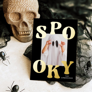 Retro Griezelen Typografie Foto Halloween Folie Feestdagenkaart