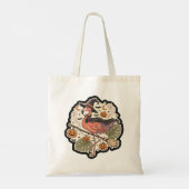 Retro Griezelflamingo Halloween-ontwerp Tote Bag (Achterkant)