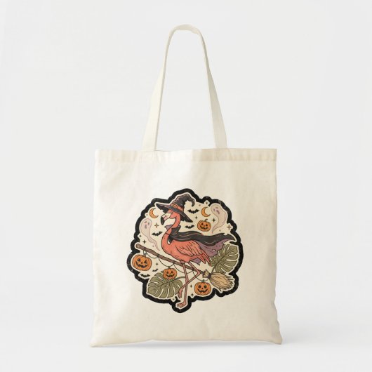 Retro Griezelflamingo Halloween-ontwerp Tote Bag (Voorkant)